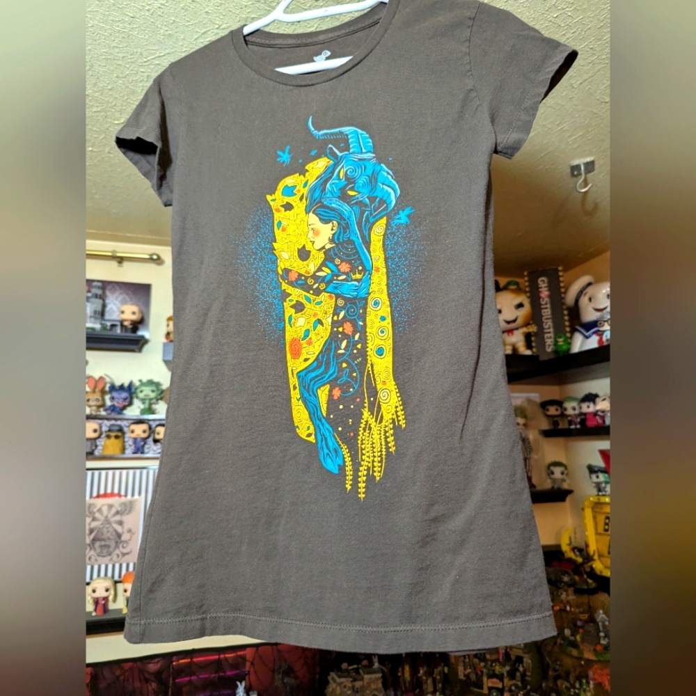 Pans Labyrinth Gustav Klimt Mashup Tee Fury T-shirt, Brown, Washed Never Worn